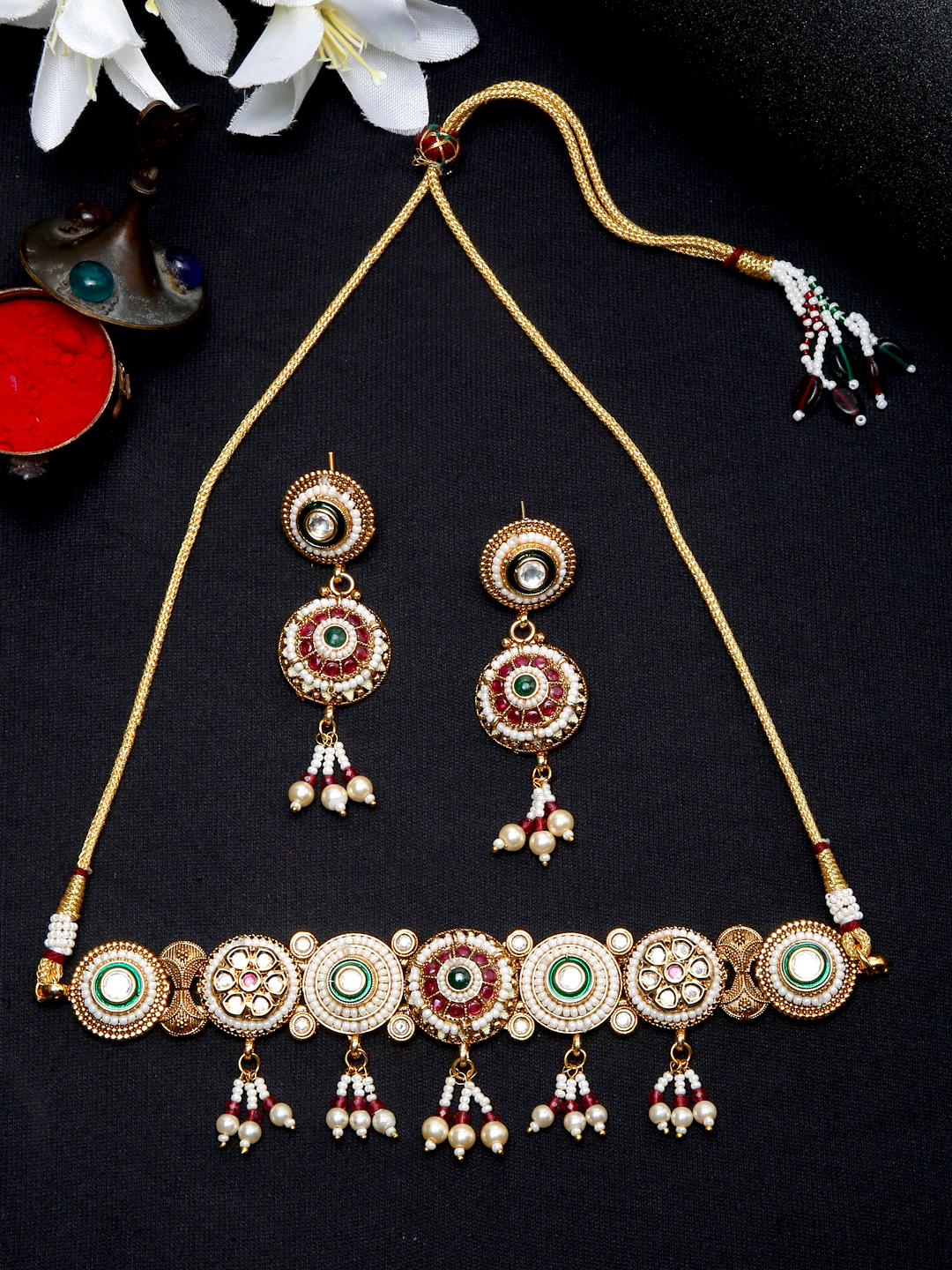 YouBella Jewellery Celebrity Inspired Gold Plated Necklace Jewellery Set for Girls and Women